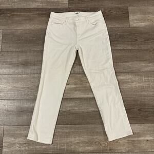 Paige Jeans White Cropped Mid Rise Straight Leg Sz 28 Old Money Minimalist Denim